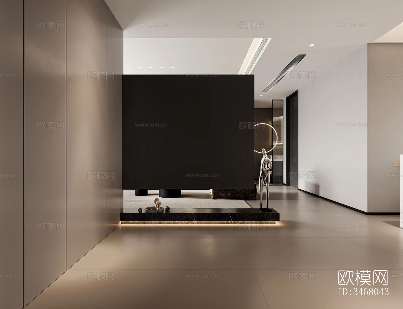 现代大平层效果图下载（渲染图2）