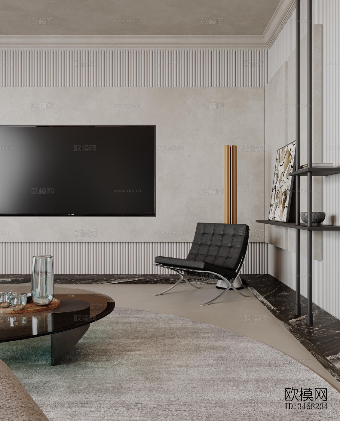 现代大平层效果图下载（渲染图13）