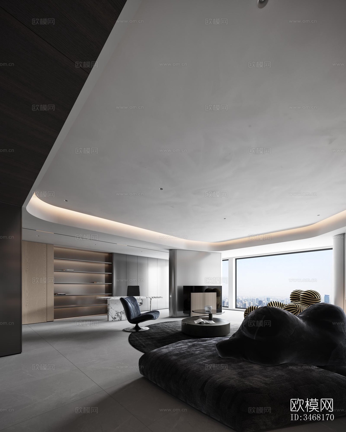 现代大平层效果图下载（渲染图11）