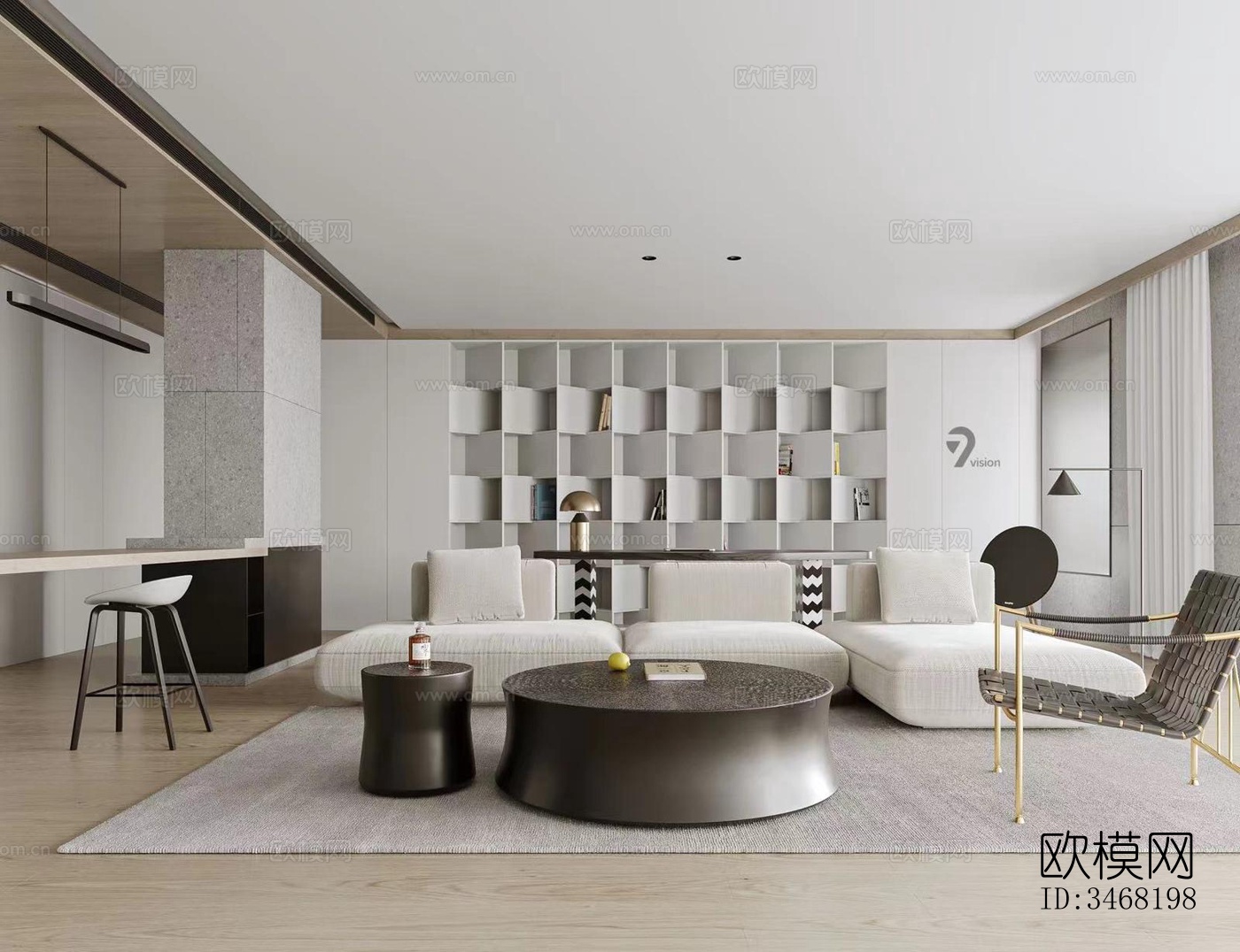 现代大平层效果图下载（渲染图16）