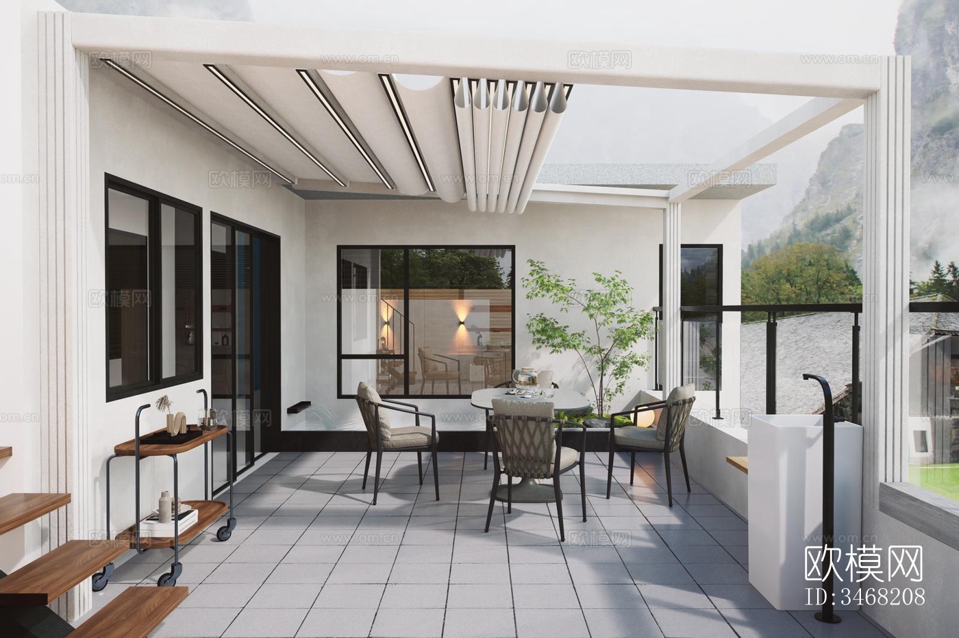 现代大平层效果图下载（渲染图14）