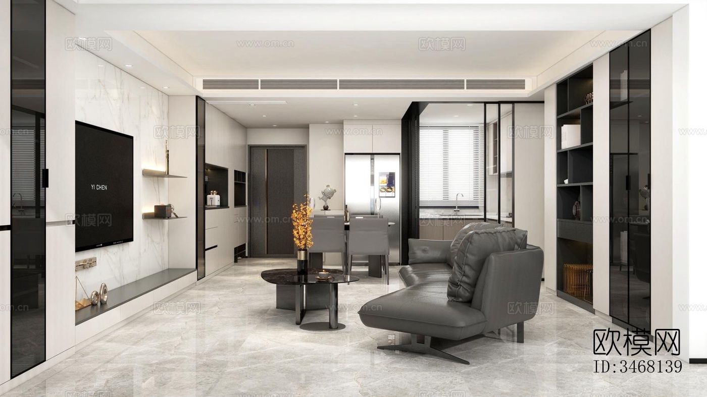 现代大平层效果图下载（渲染图13）