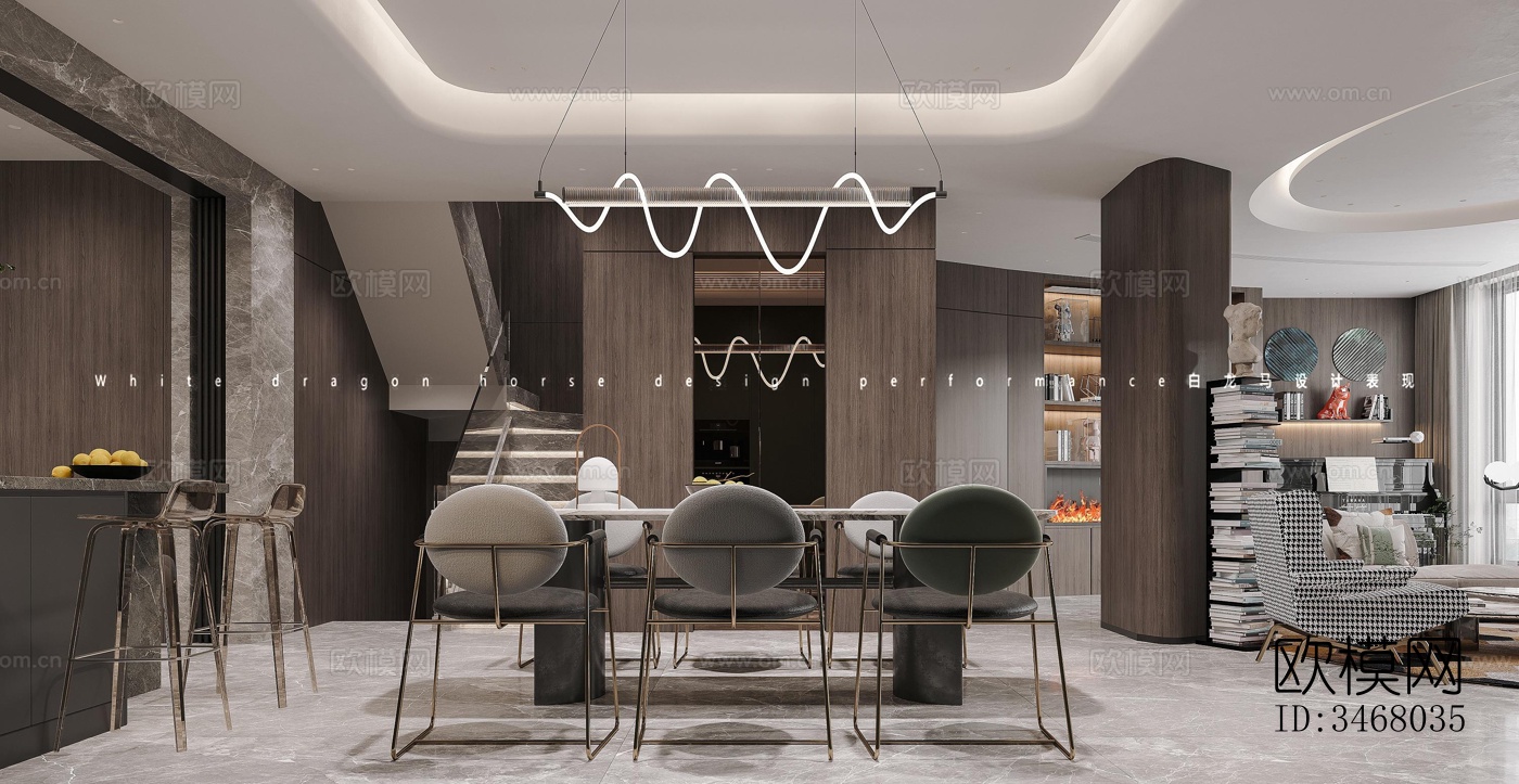 现代大平层效果图下载（渲染图4）