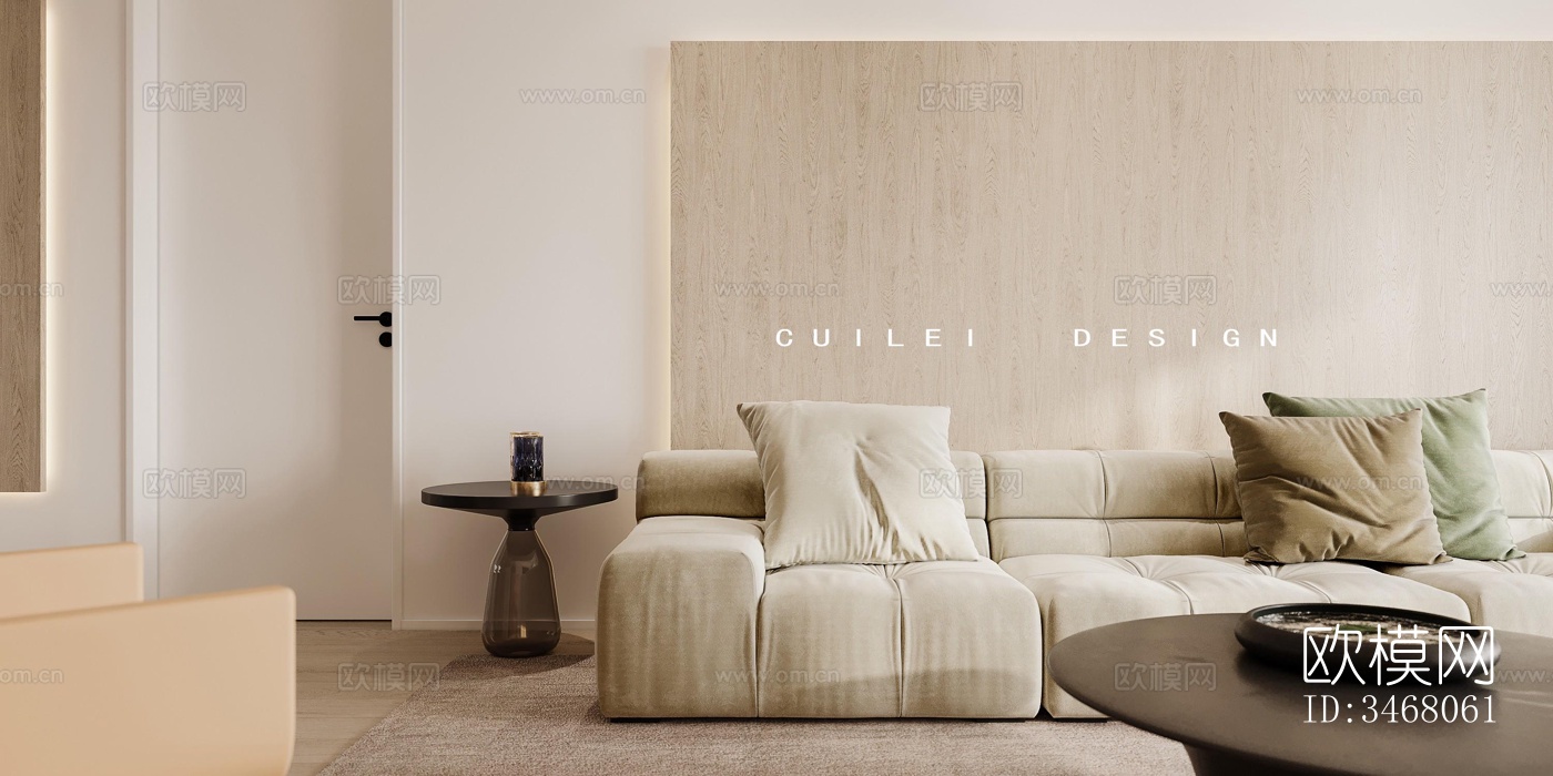 现代大平层效果图下载（渲染图2）