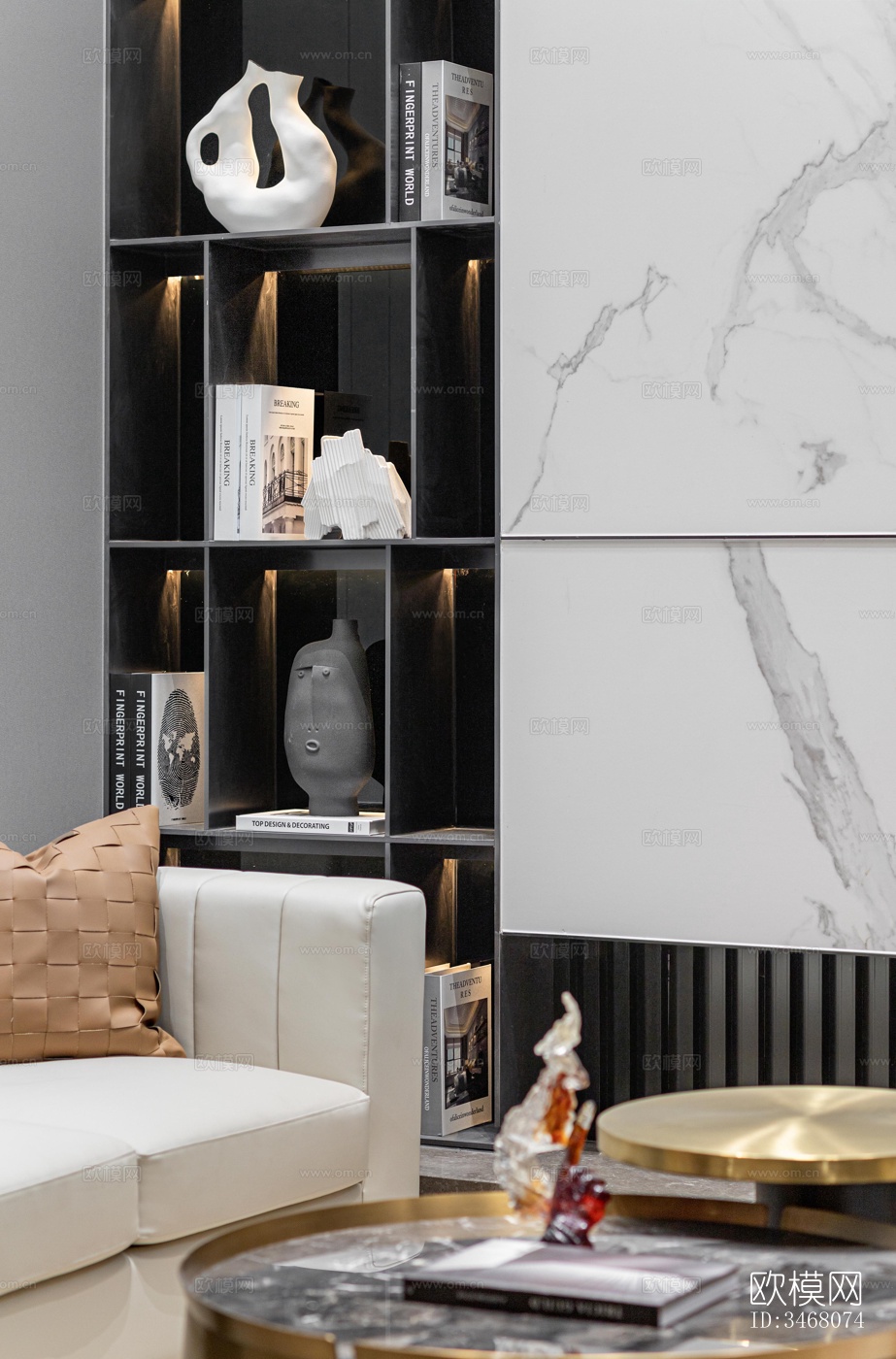 现代大平层效果图下载（渲染图2）