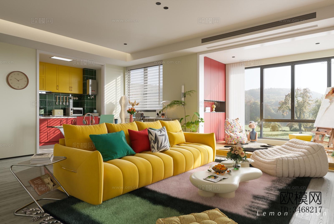 现代大平层效果图下载（渲染图7）