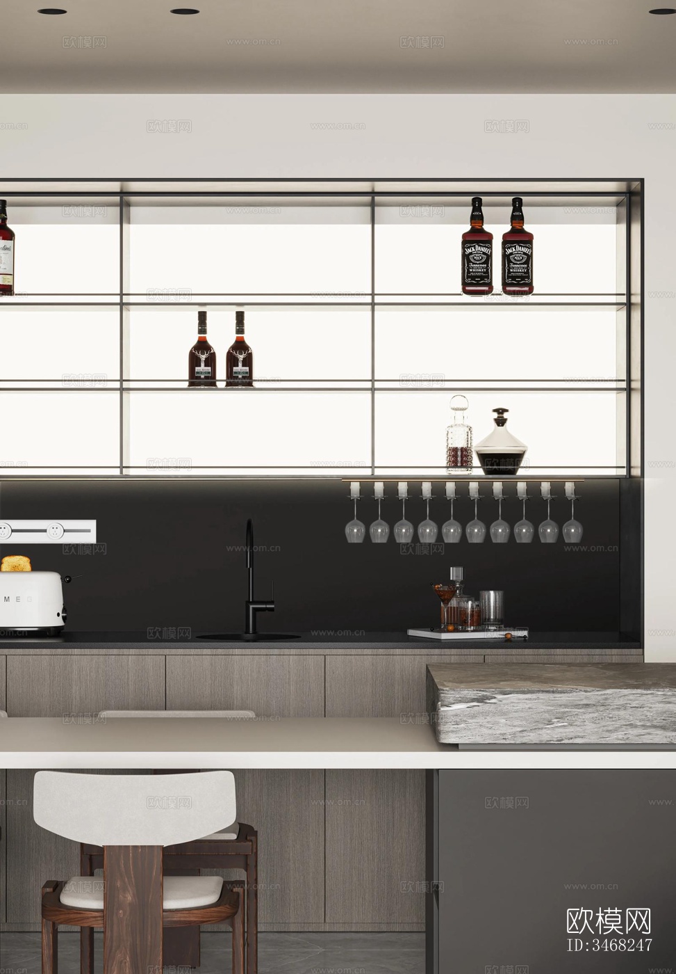 现代大平层效果图下载（渲染图12）