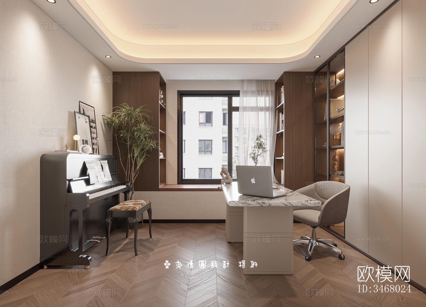 现代大平层效果图下载（渲染图7）