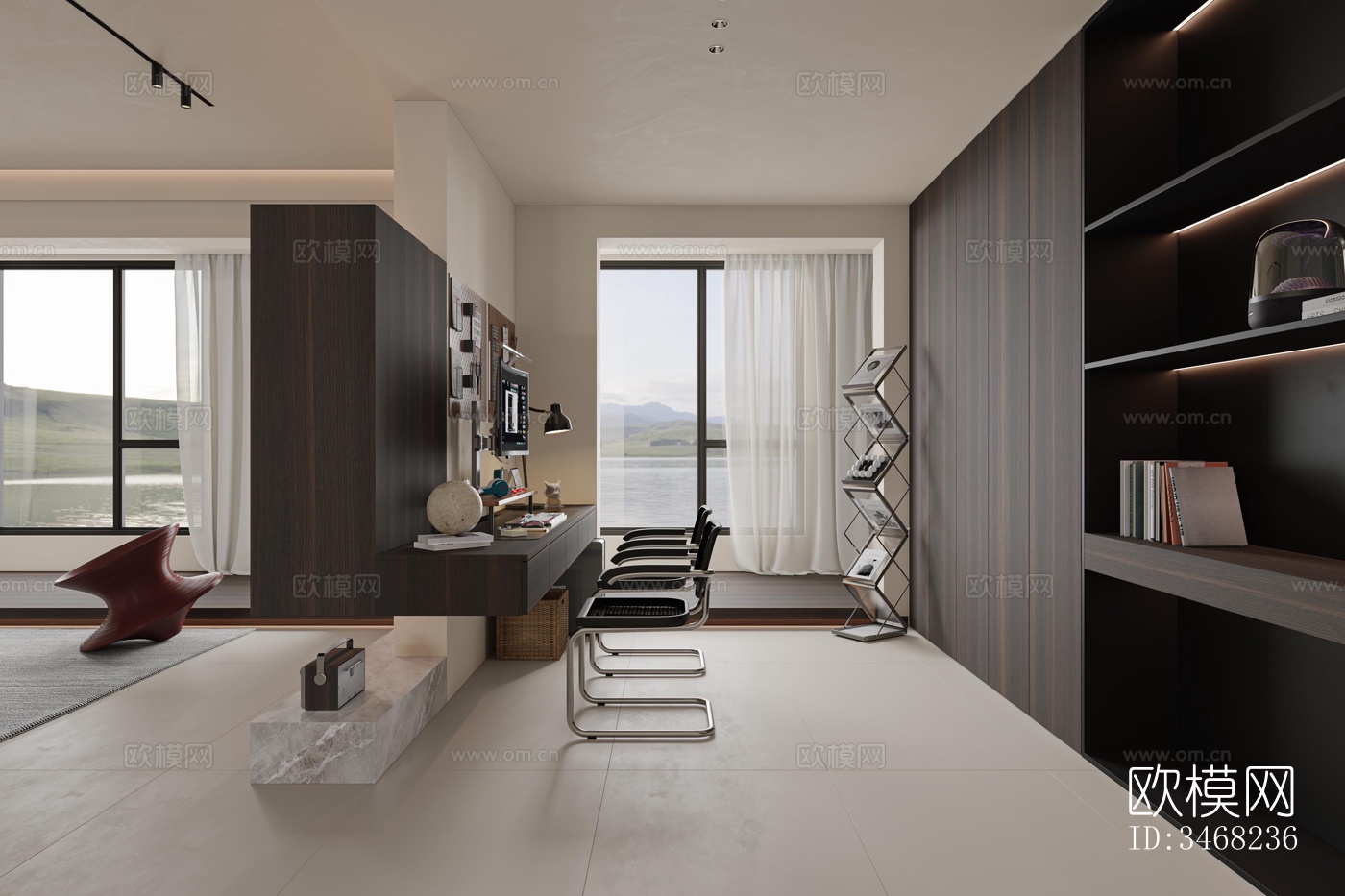 现代大平层效果图下载（渲染图11）