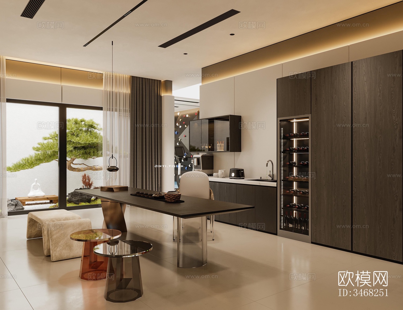 现代大平层效果图下载（渲染图4）