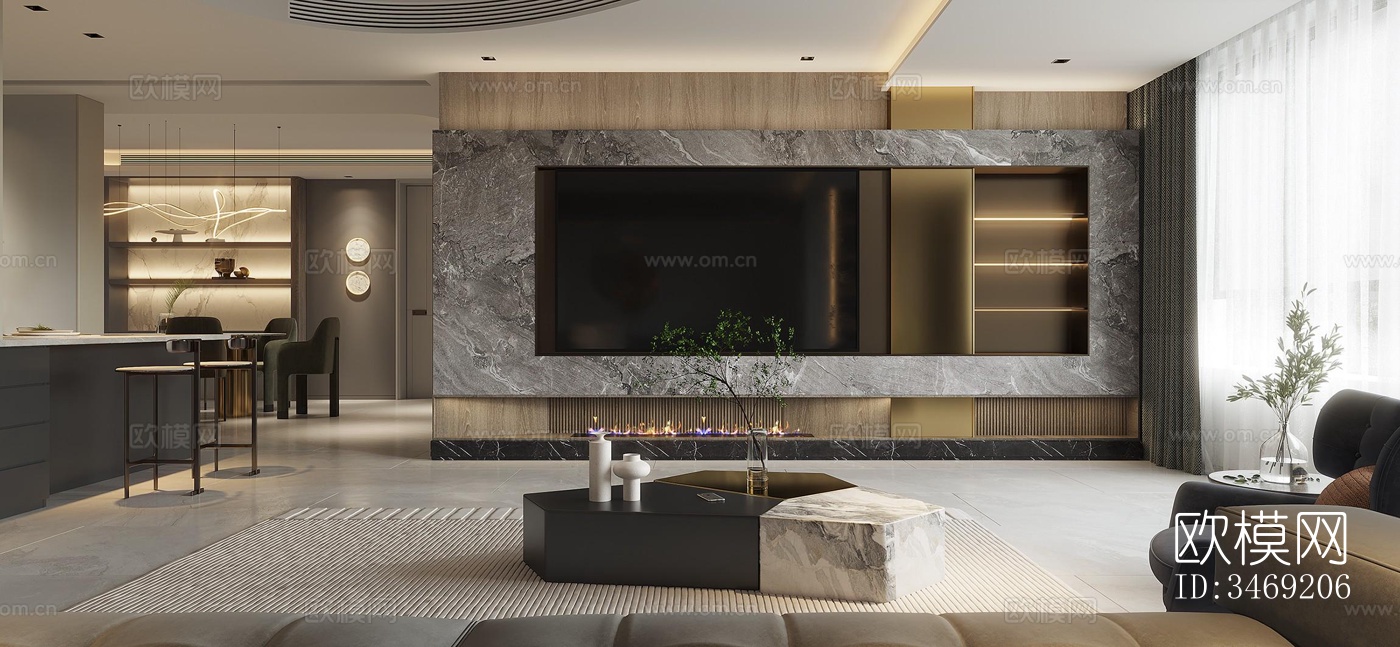 现代平层效果图下载（渲染图4）