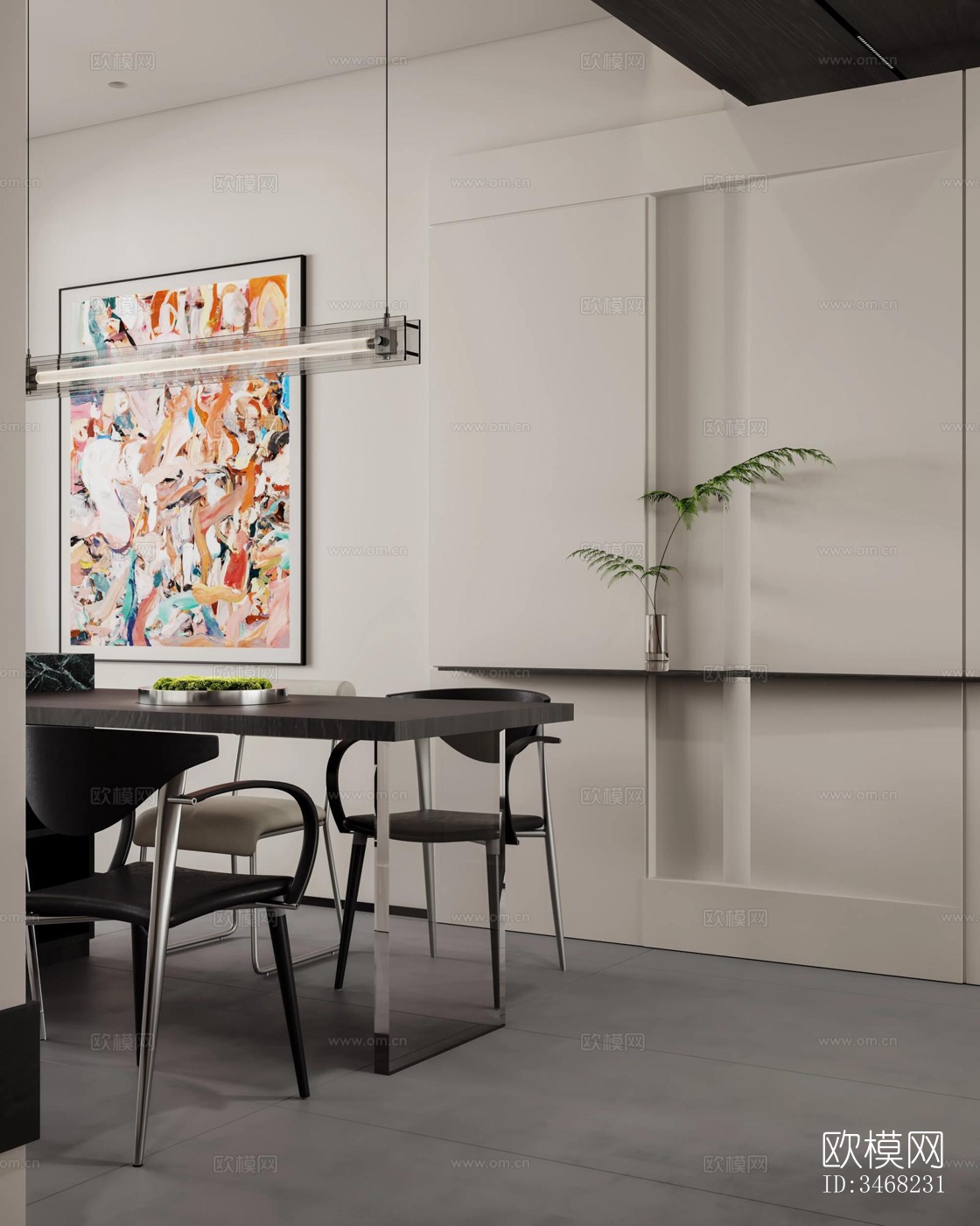 现代大平层效果图下载（渲染图6）