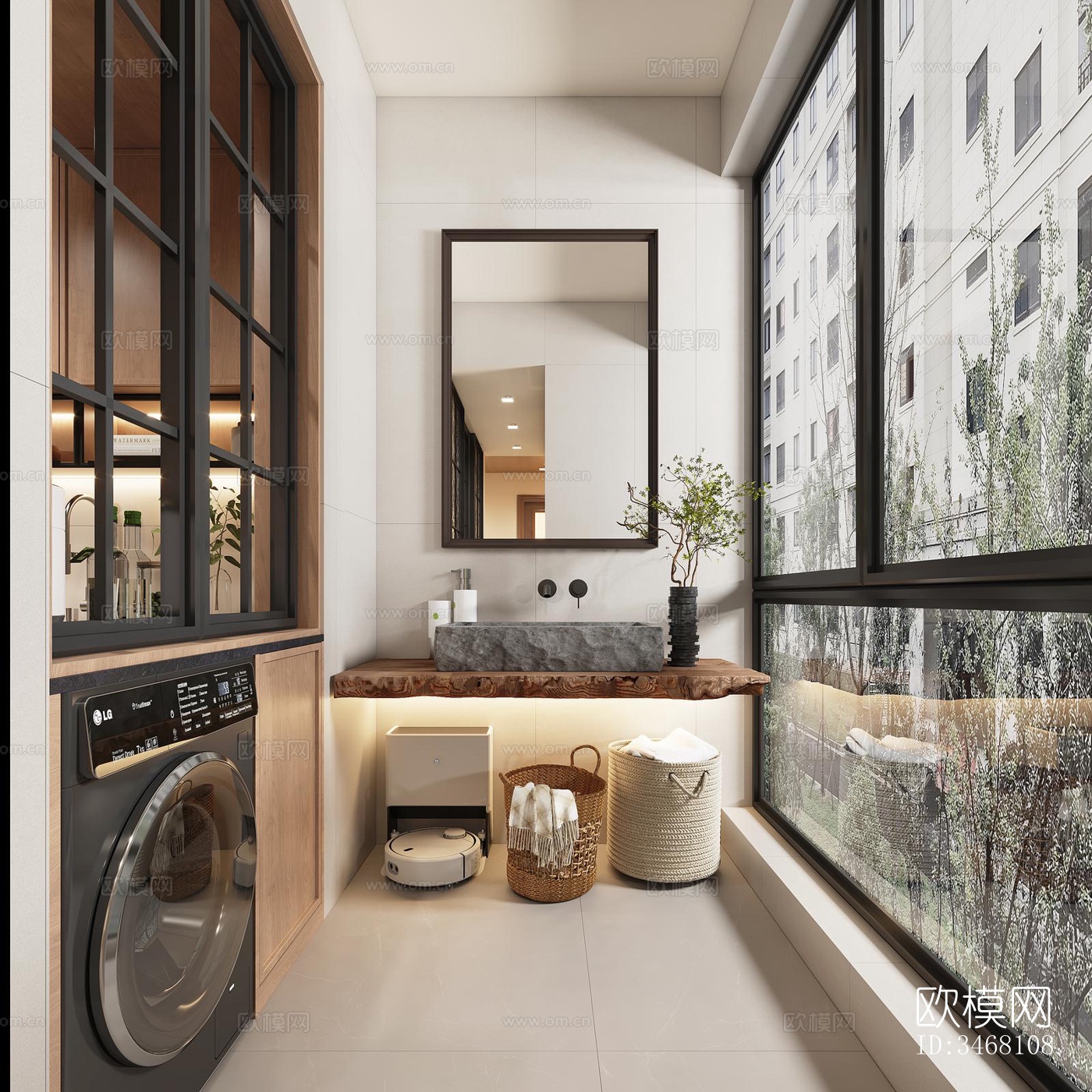 现代大平层效果图下载（渲染图15）