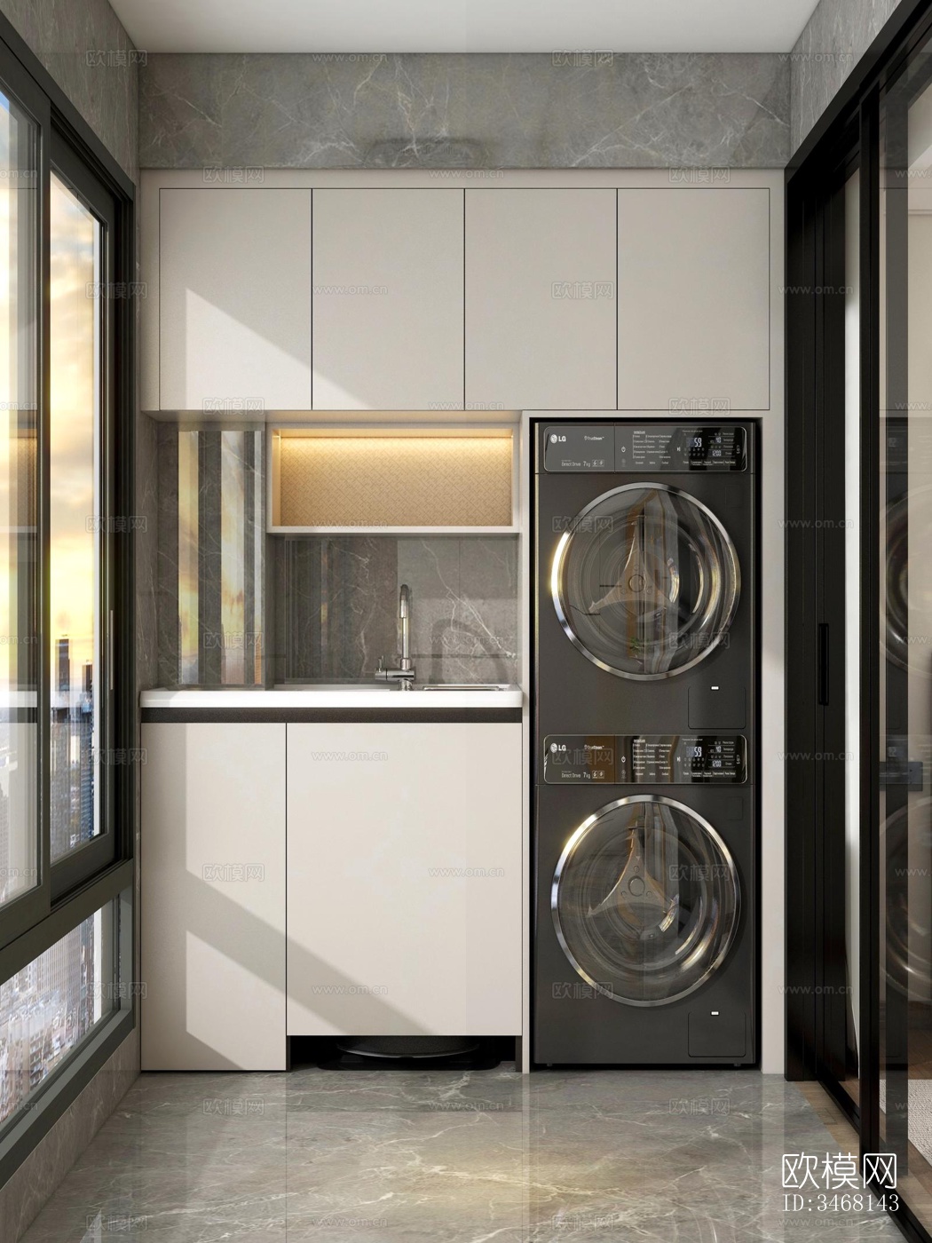 现代大平层效果图下载（渲染图12）