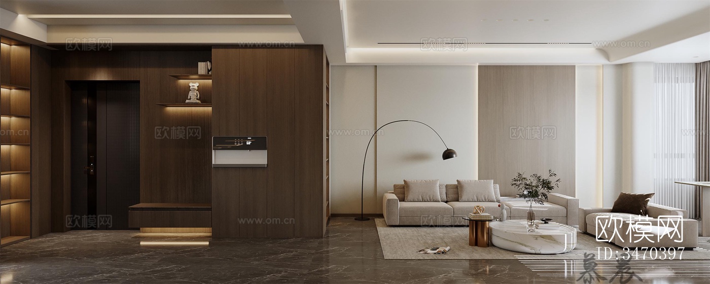 现代平层效果图下载（渲染图6）