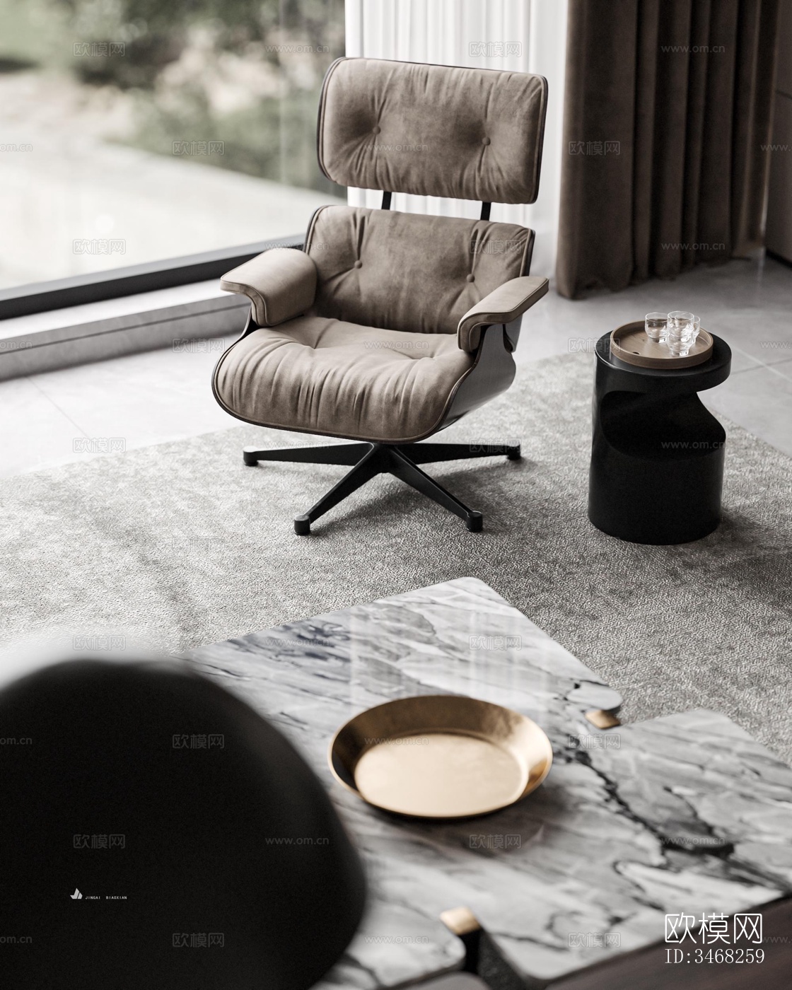 现代大平层效果图下载（渲染图5）