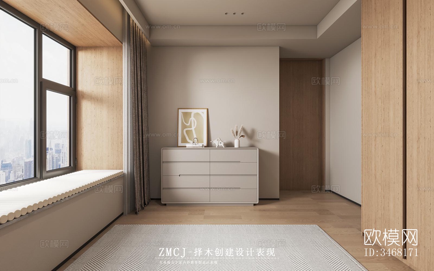 现代大平层效果图下载（渲染图4）