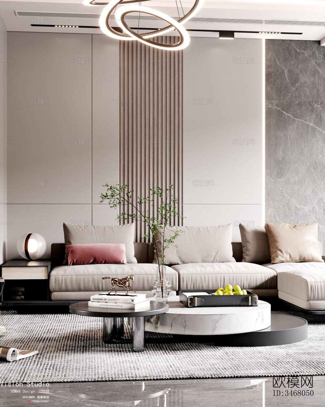 现代大平层效果图下载（渲染图5）