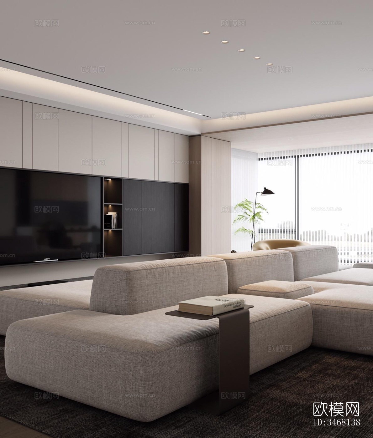 现代大平层效果图下载（渲染图5）