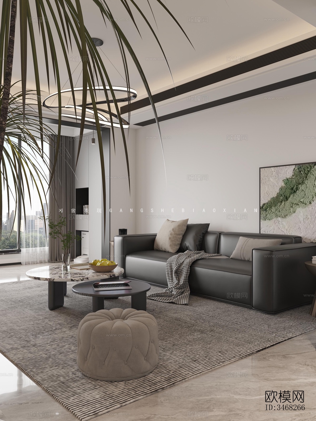 现代客餐厅效果图下载（渲染图2）