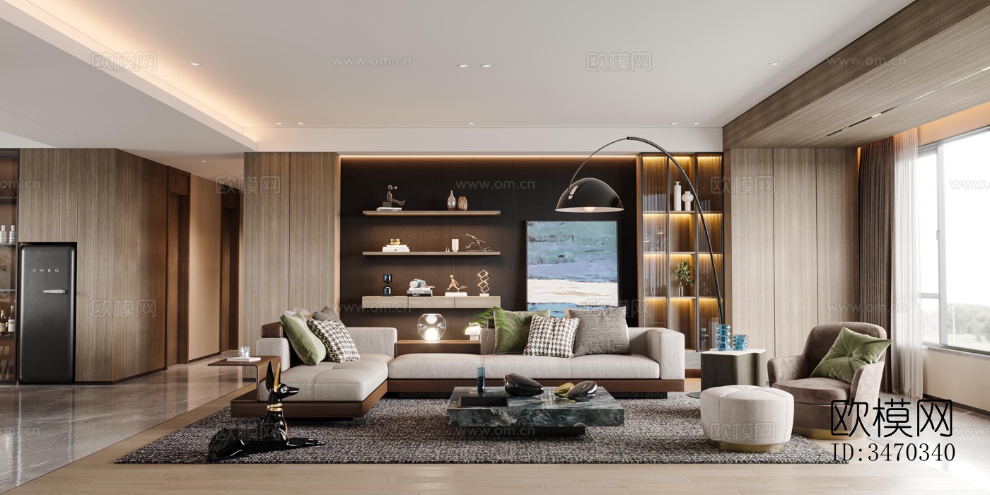 现代平层效果图下载（渲染图3）