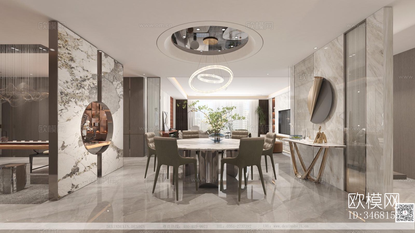 现代大平层效果图下载（渲染图2）