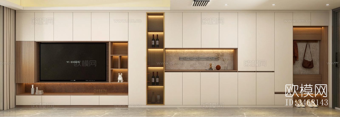 现代大平层效果图下载（渲染图6）