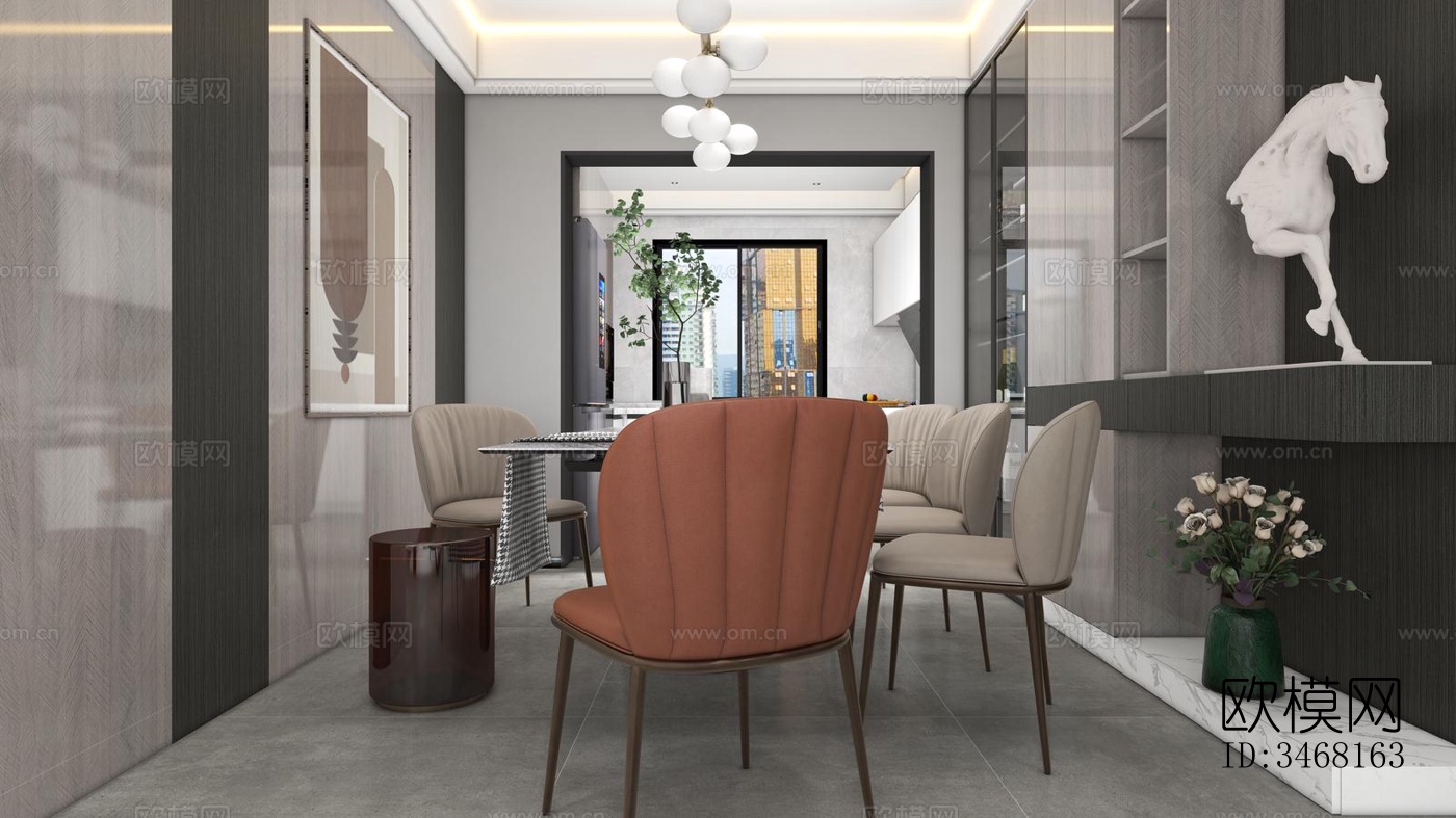 现代大平层效果图下载（渲染图12）