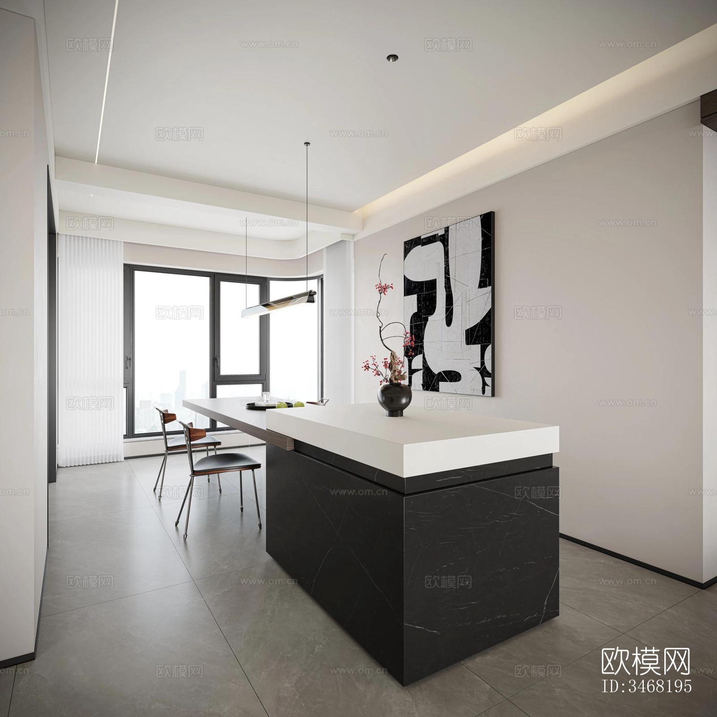 现代大平层效果图下载（渲染图2）