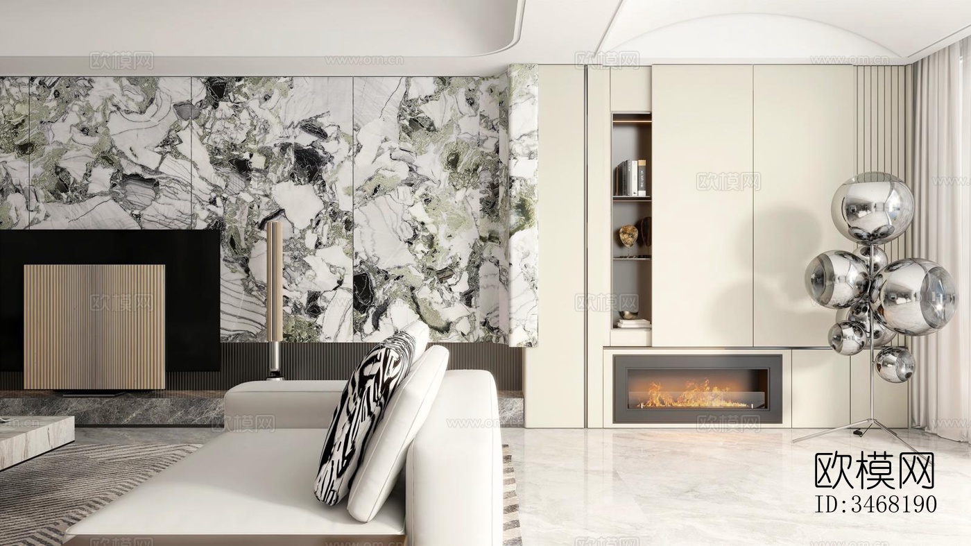 现代大平层效果图下载（渲染图6）