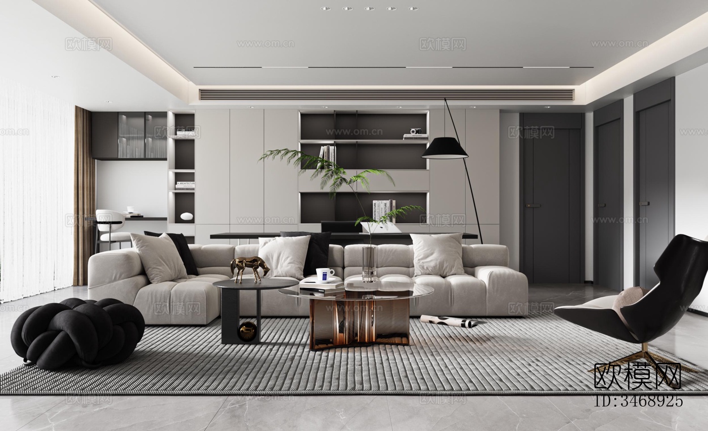 现代平层效果图下载（渲染图5）