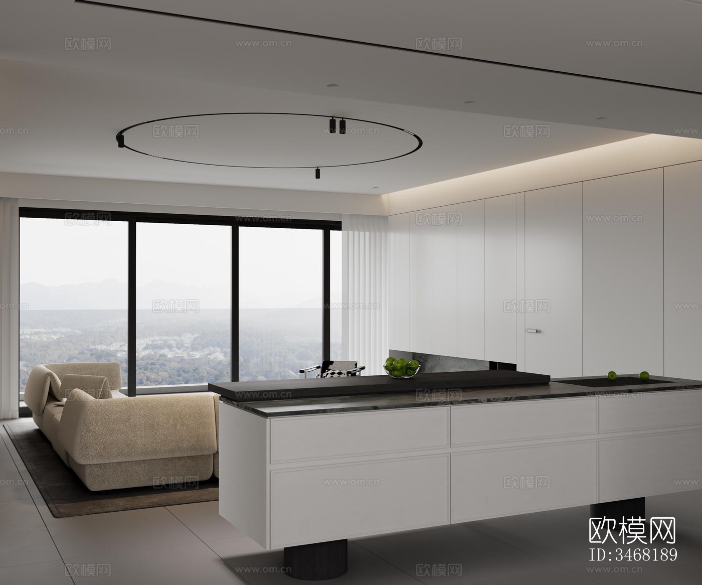 现代大平层效果图下载（渲染图8）