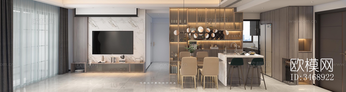 现代平层效果图下载（渲染图1）