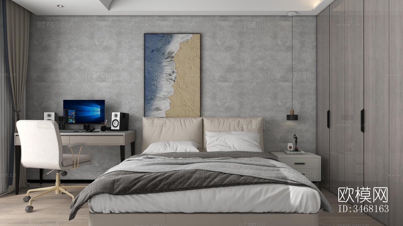 现代大平层效果图下载（渲染图14）