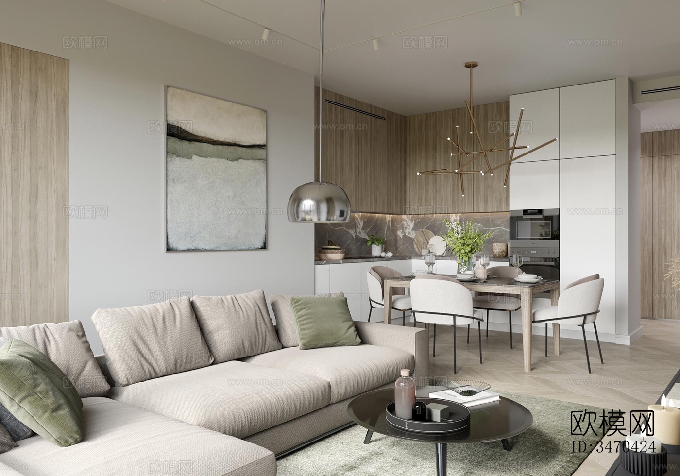 现代平层效果图下载（渲染图2）