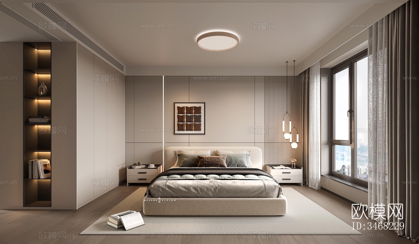 现代大平层效果图下载（渲染图10）