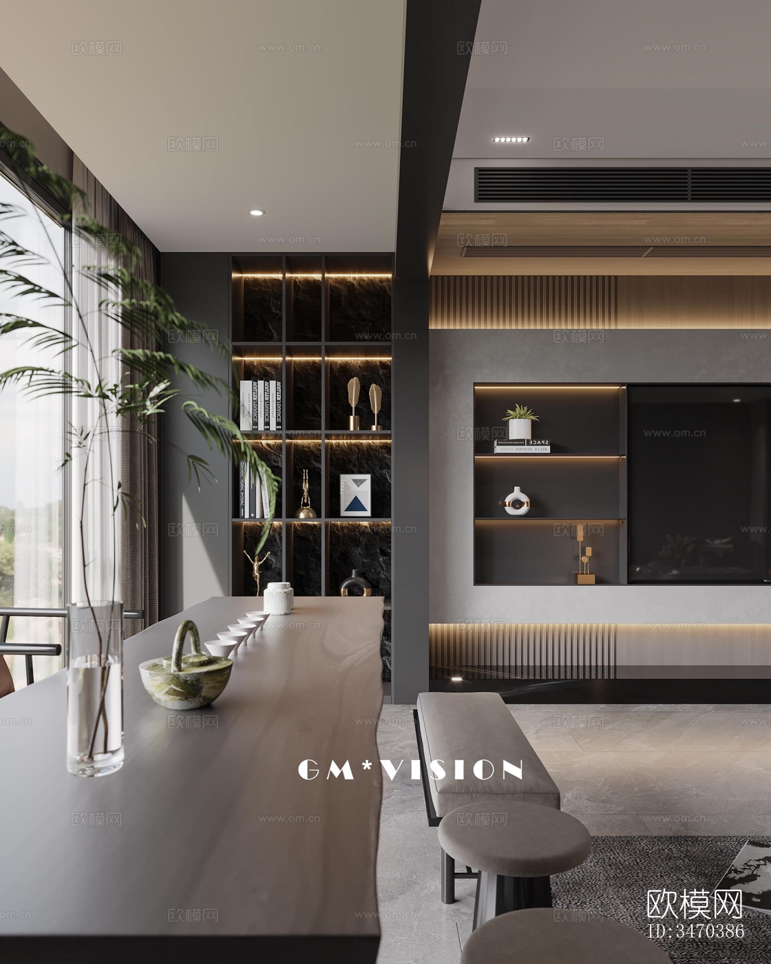 现代平层效果图下载（渲染图1）