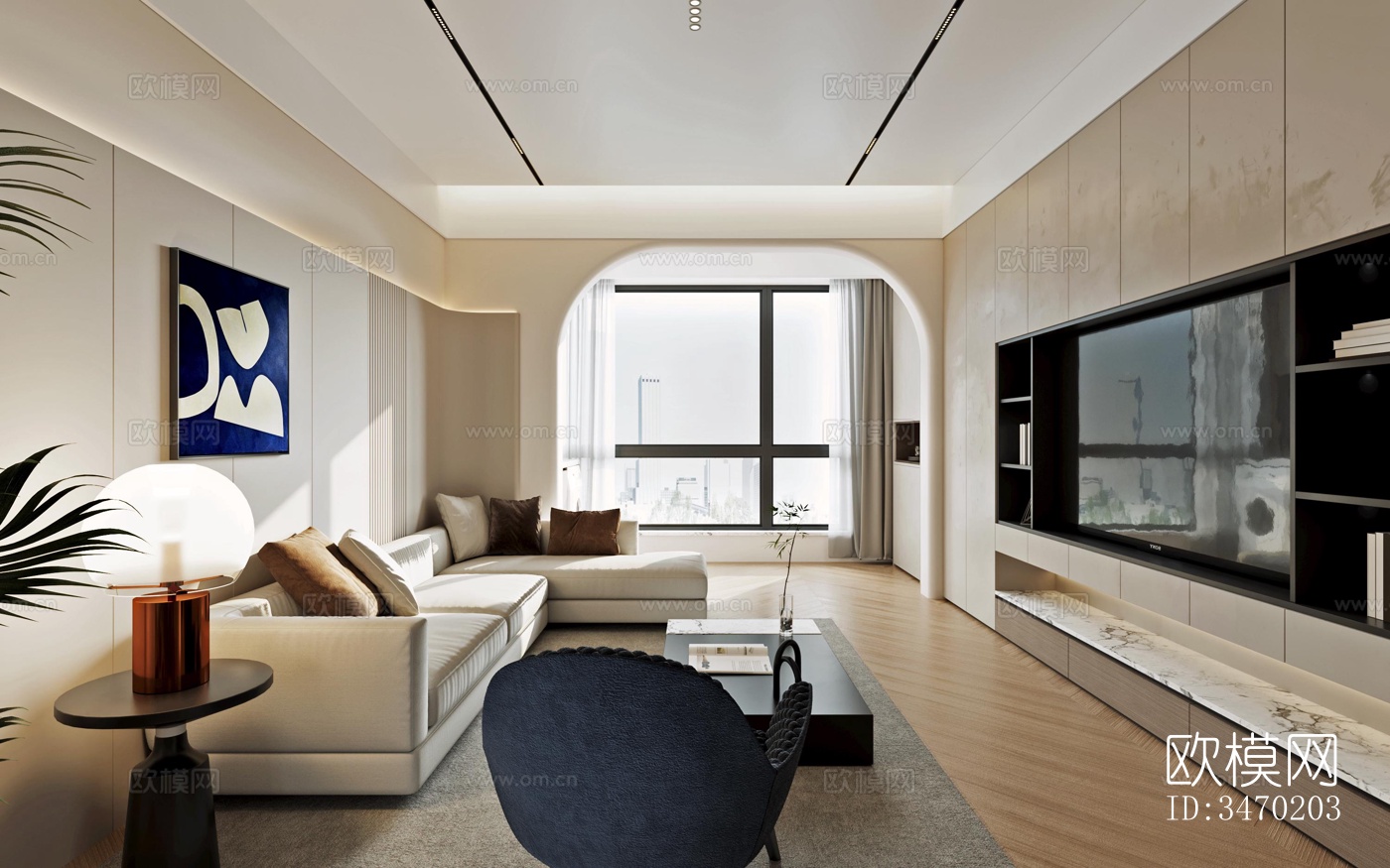 现代平层效果图下载（渲染图1）