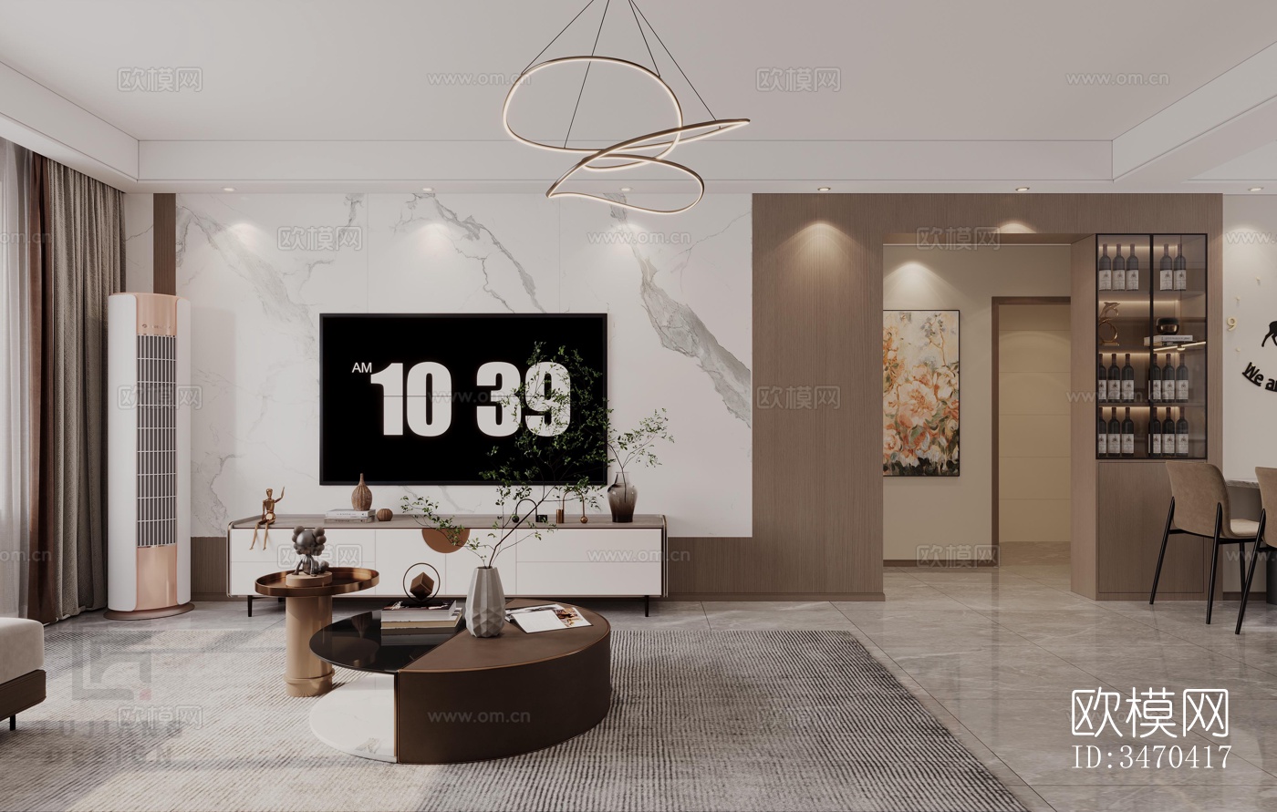 现代平层效果图下载（渲染图3）