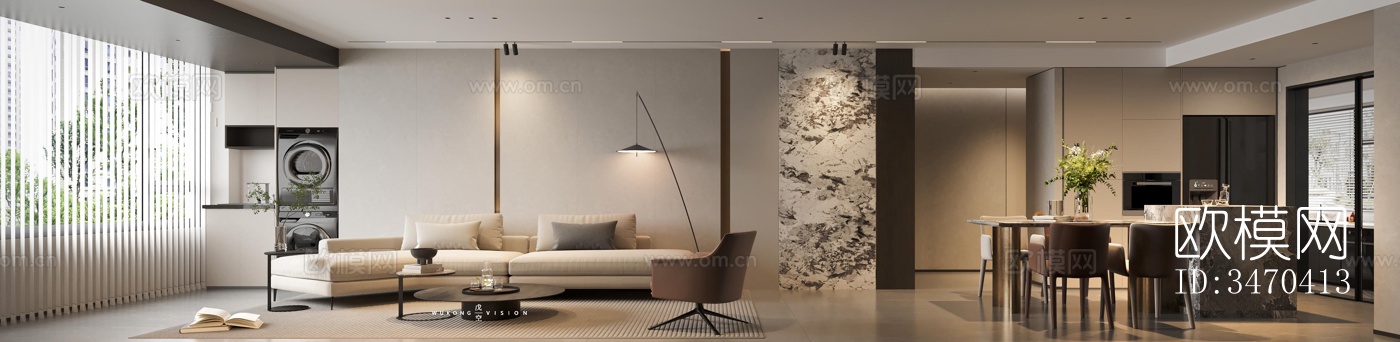 现代平层效果图下载（渲染图7）