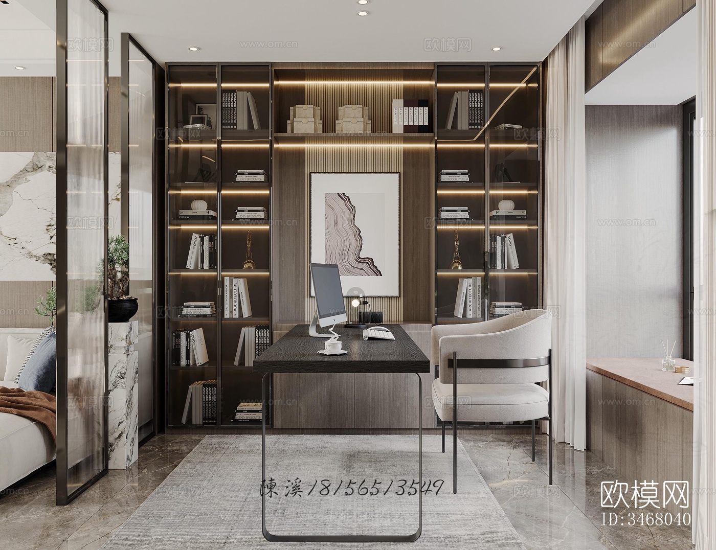 现代大平层效果图下载（渲染图4）