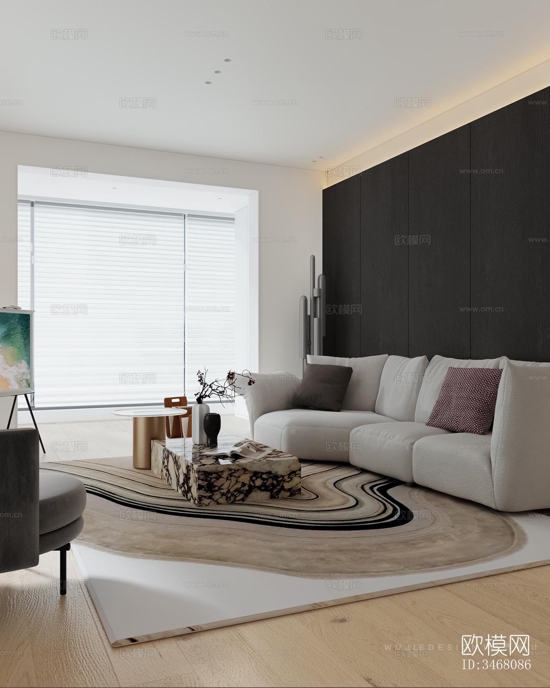 现代大平层效果图下载（渲染图8）