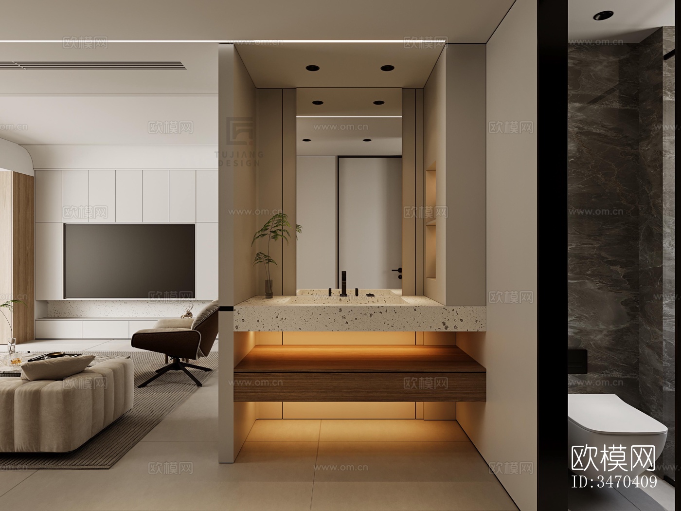 现代平层效果图下载（渲染图3）