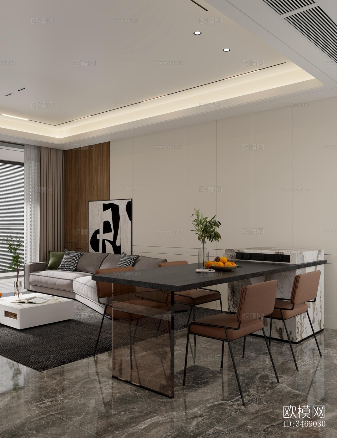 现代平层效果图下载（渲染图4）