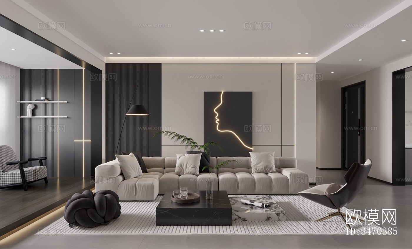 现代平层效果图下载（渲染图6）