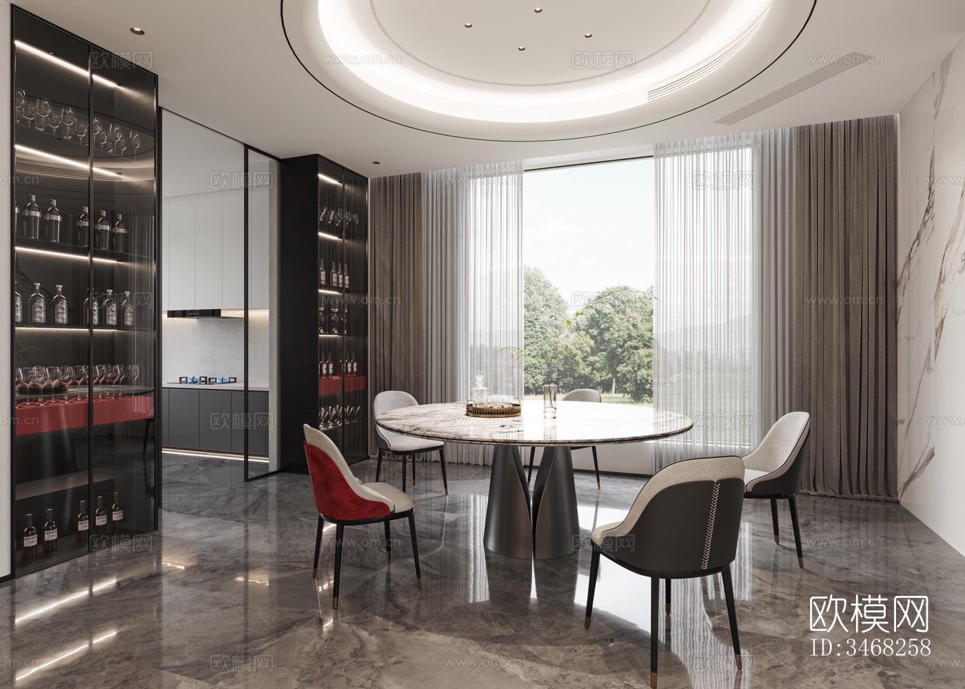 现代大平层效果图下载（渲染图5）