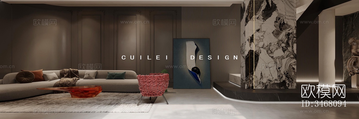 现代大平层效果图下载（渲染图10）