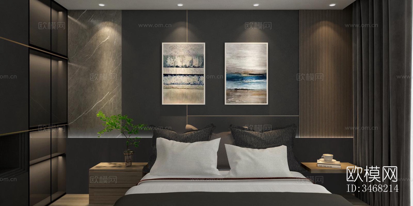 现代大平层效果图下载（渲染图14）