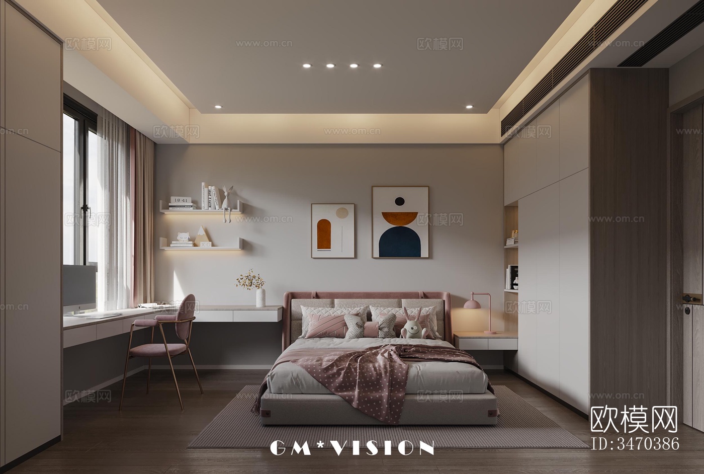 现代平层效果图下载（渲染图4）