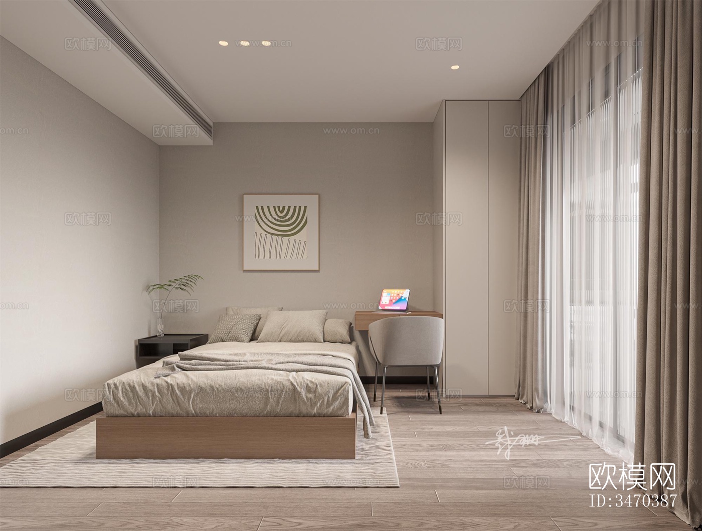 现代平层效果图下载（渲染图5）